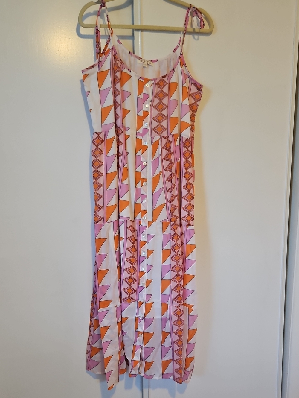 Anthropologie Pink and Orange Geometric Maxi Dress